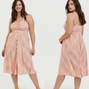 Women's Pink Plaid Button-Down Dress